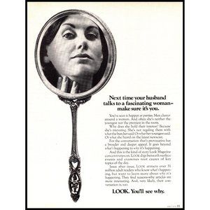 1970 Look Magazine Subscription Vintage Print Ad Housewife Hand Mirror Wall Art